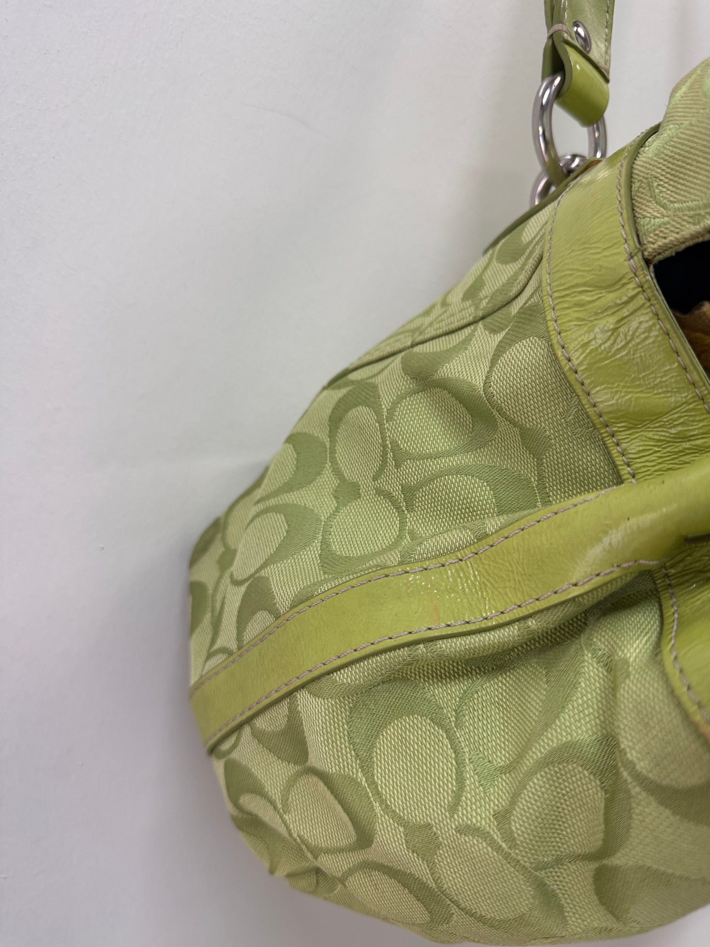バッグ COACH Signature Satchel Bag Lime Green Lime Green Coach Satchel | Deep Dive Vintage